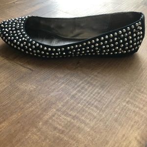 bebe black flats with rhinestone stubs Size 8
